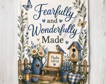 Fearfully Wonderfully Made Baby Blanket, Psalm 139 Nursery Blanket, Christian Baby Gift