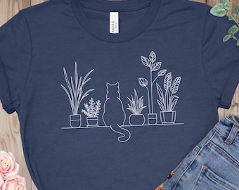 Cat and Plant Lover Shirt, Plant Lover Gift, Cat Lover Gift. Plant Lady,Gardener Shirt, Shirts For Cat Lover, Cat Tee, Plant Mom Shirt