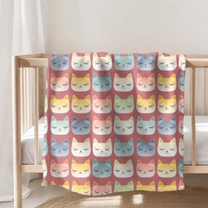 Cozy Cat Blanket, Soft Velveteen Plush Blanket, Cozy Throw, Cute Cat Throw Blanket, Cat Lover Throw, Kawaii Cats, Cat Baby Blanket