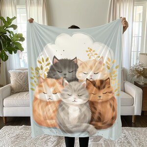 Cat Blanket for Cat Lovers, Soft Velveteen Plush Blanket, Cozy Throw Blanket, Cat Lover Gift, Cat Mom, Cat Dad, Pet Owner Gift, Cat Decor