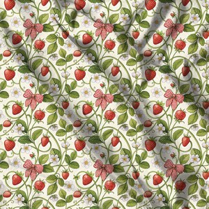 Strawberry Plush Blanket, Cottagecore Gingham Bow Throw, Comfy Sofa Throw Blanket, Farmhouse Strawberry Decor, Soft Plush or Sherpa Fleece image 2
