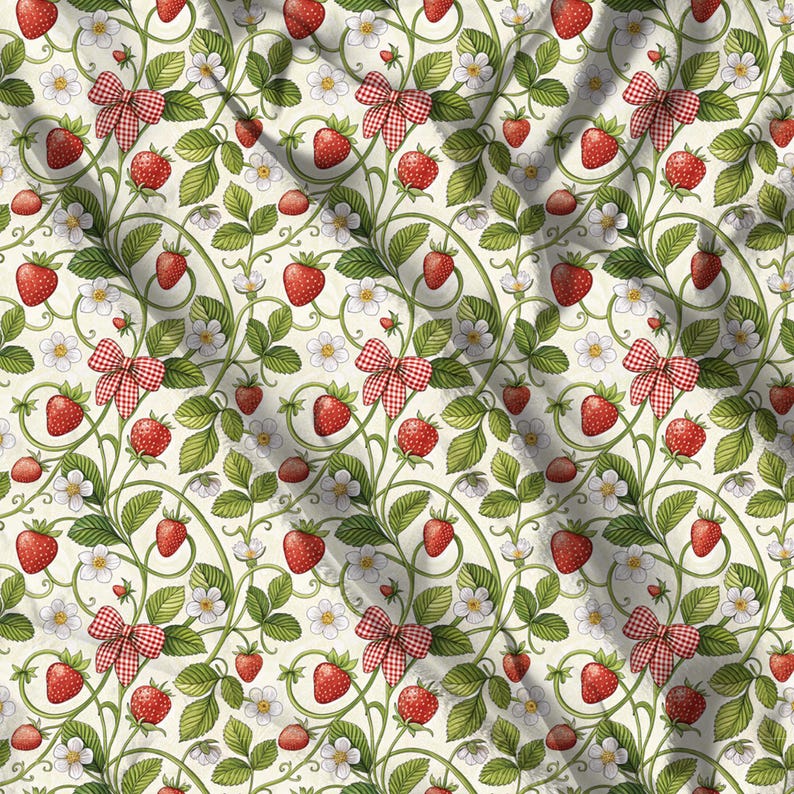 Strawberry Plush Blanket, Cottagecore Gingham Bow Throw, Comfy Sofa Throw Blanket, Farmhouse Strawberry Decor, Soft Plush or Sherpa Fleece image 2