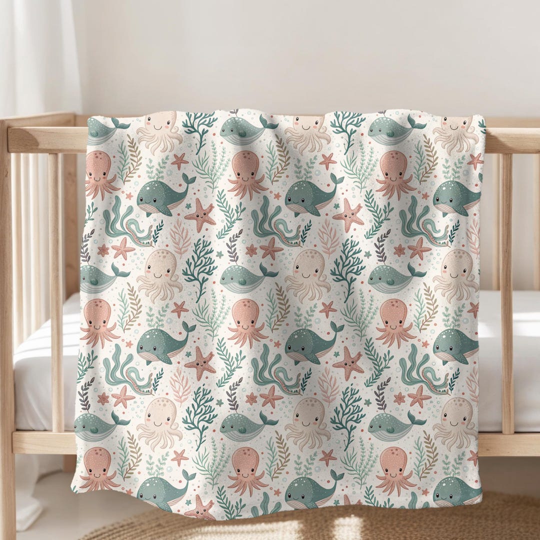 Under the Sea Baby Blanket, Ocean Friends Plush Blanket, Sea Animal ...