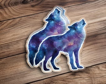 Galaxy Wolf Sticker, Howling Wolf Art, Celestial Decor, Animal Sticker, Space Sticker, Laptop Stickers, Trendy Stickers