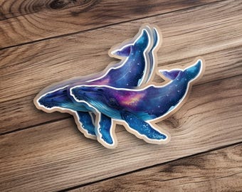 Galaxy Whale Sticker, Celestial Whale Art, Starry Whale Decal, Unique Whale Gift, Animal Sticker, Laptop Decal, Water Bottle Sticker