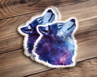 Galaxy Wolf Sticker, Watercolor Wolf Decal, Celestial Animal Art, Nebula Wolf, Laptop Sticker, Wolf Lover Gift, Mystical Sticker