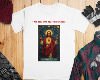 Uzi Jesus T-Shirt, Funny Jesus Shirt, Offensive Religious Gift, Cool Graphic Tee, Sarcastic Christ, Meme Shirt, Unique Religious Tee
