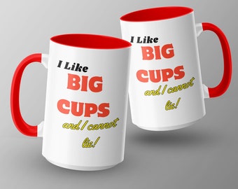 Me gustan las tazas grandes con cita, taza de café divertida para la oficina, taza sarcástica única, idea de regalo para compañeros de trabajo, diseño de taza gráfica de cadera, rojo y negro