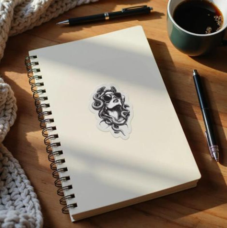 Medusa Sticker, Mythical Creature Art, Serpent Hair Design, Greek Mythology Decal, Cool Laptop Sticker, Unique Water Bottle Sticker image 4