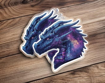 Galaxy Dragon Head Sticker, Fantasy Dragon, Cosmic Art Decal, Mystical Dragon Sticker, Laptop Decal, Car Decal