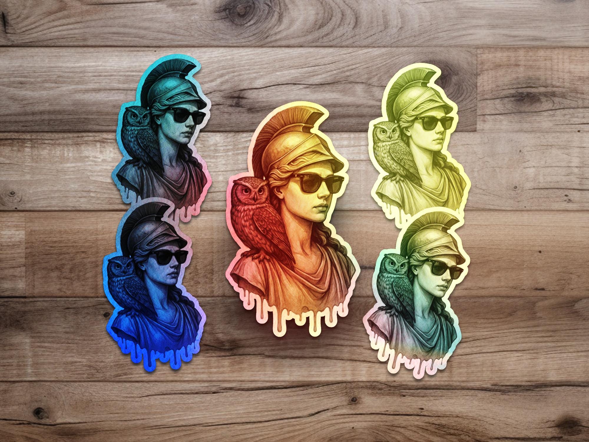 Athena Sticker, Goddess Art Stickers, Cool Owl Stickers, Helmet ...