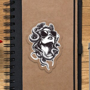 Medusa Sticker, Mythical Creature Art, Serpent Hair Design, Greek Mythology Decal, Cool Laptop Sticker, Unique Water Bottle Sticker image 2
