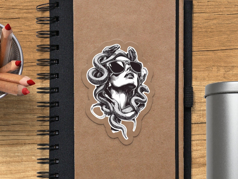 Medusa Sticker, Mythical Creature Art, Serpent Hair Design, Greek Mythology Decal, Cool Laptop Sticker, Unique Water Bottle Sticker image 2