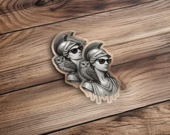 Athena Sticker, Goddess Art Stickers, Cool Owl Stickers, Helmet Stickers, Ancient Greece Art, Mythology Stickers, Trendy Stickers