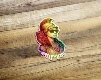 Athena Sticker, Goddess Art Stickers, Cool Owl Stickers, Helmet Stickers, Ancient Greece Art, Mythology Stickers, Trendy Stickers
