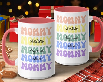 Mommy Name Mug, Custom Mom Mug, Personalized Mother Gift, Colorful Font Design