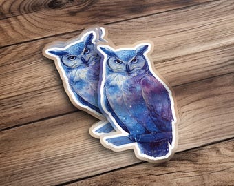 Galaxy Owl Sticker, Cosmic Bird Art, Celestial Decal, Night Sky Decor, Colorful Owl, Laptop Stickers, Planner Decals