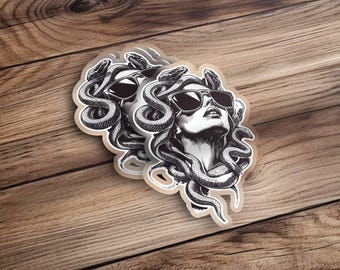 Medusa Sticker, Mythical Creature Art, Serpent Hair Design, Greek Mythology Decal, Cool Laptop Sticker, Unique Water Bottle Sticker