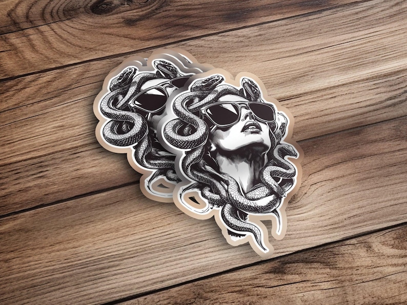 Medusa Sticker, Mythical Creature Art, Serpent Hair Design, Greek Mythology Decal, Cool Laptop Sticker, Unique Water Bottle Sticker image 1