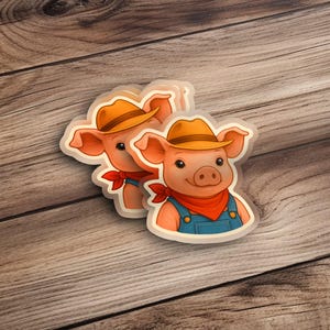 Pegatinas de cerdos lindos, calcomanías de cerdos vaqueros, pegatinas de animales de granja, pegatinas de cerdos con sombrero, pegatinas de cerdos de dibujos animados, pegatinas de cerdos divertidos