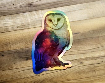 Galaxy Owl Sticker, Watercolor Art Decal, Celestial Bird Stickers, Cosmic Owl Art, Unique Laptop Sticker, Artsy Decals, Gift Idea