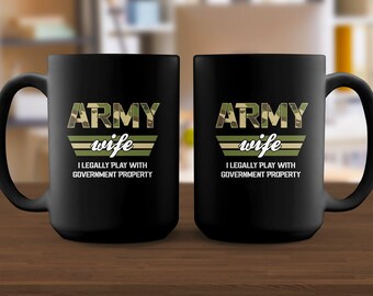 ARMY Wife Mug, Funny Military Spouse Gift, Camouflage Design, Coffee Cup, Army Wife Humor, Military Wife Present, Gift for Army Wife