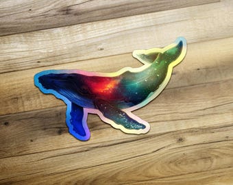 Galaxy Whale Sticker, Celestial Whale Art, Starry Whale Decal, Unique Whale Gift, Animal Sticker, Laptop Decal, Water Bottle Sticker