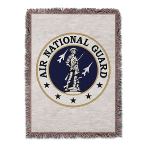 Air National Guard Blanket, Patriotic Military Throw, Cozy Veteran Fleece, Army Emblem Blanket, Sherpa Blanket for Gift, Home Decor