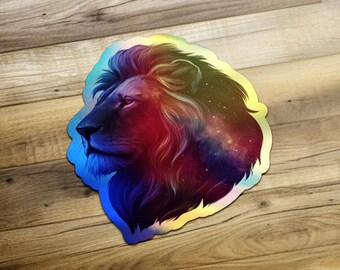 Lion Galaxy Sticker, Celestial Lion, Galaxy Animal, Lion Art, Cosmic Sticker, Unique Gift, Laptop Sticker, Planner Sticker