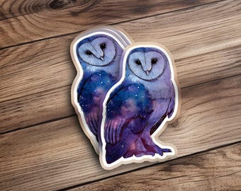 Galaxy Owl Sticker, Watercolor Art Decal, Celestial Bird Stickers, Cosmic Owl Art, Unique Laptop Sticker, Artsy Decals, Gift Idea