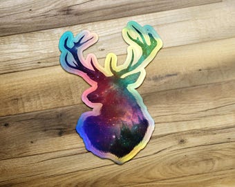Galaxy Deer Sticker, Celestial Stag Art, Mystical Animal Decal, Universe Forest Design, Unique Gift, Space Lover, Laptop Decor, Nature Theme