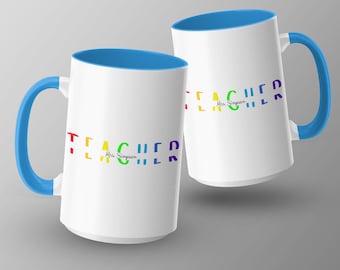 Lehrer-Dankeschön-Tasse, farbenfrohe Lehrer-Tasse, personalisiertes Lehrer-Geschenk, Lehrer-Dankeschön-Geschenk, beste Lehrer-Becher aller Zeiten, Lehrer-Tasse