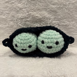 cute crochet peas in a pod plush, removable, hand made