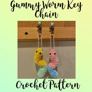 no-sew beginner friendly crochet gummy worm key chain pattern EASY! under 1 hour, gummi worm gift tutorial (PDF ONLY)