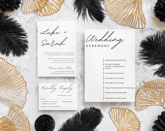 Minimal Wedding Set | Wedding Invitation Suite | Engagement Card | Save the Date | Simple | Canva Template | Wedding Stationary Bundle