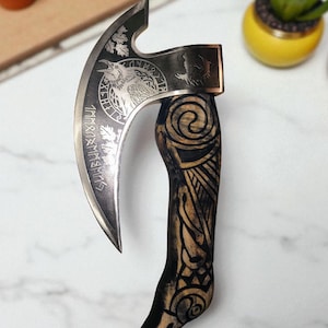 Handcrafted Viking Eagle Pizza Cutter: Stainless Steel Blade, Hardwood Handle