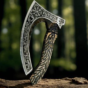 Viking Pizza Cutter: Engraved Stainless Steel Blade & Wood Handle