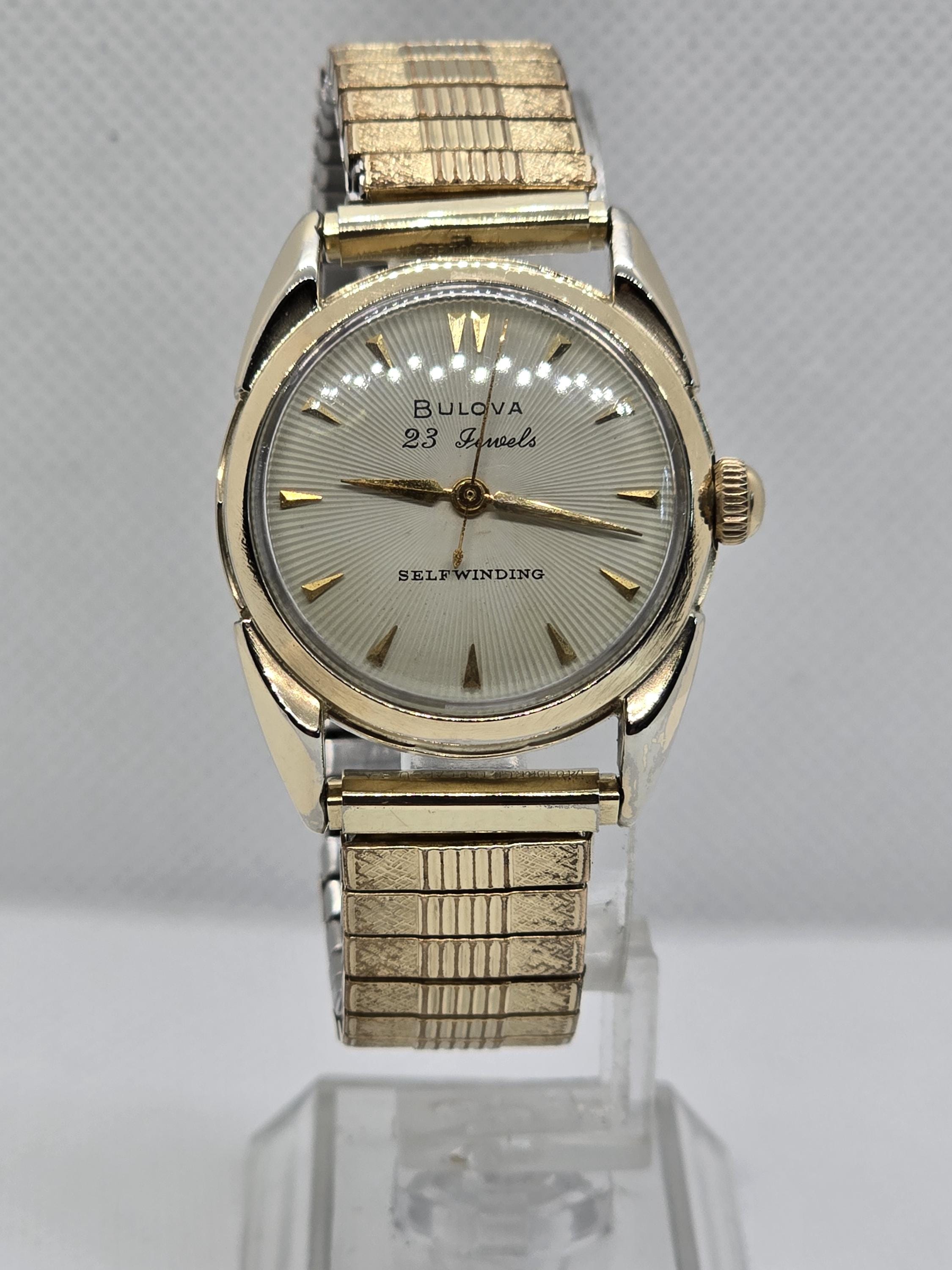 Vintage Lark Automatic Watch with‎ 10K Gold Filled Band Silvertone White Gold 10k Yellow Gold Filled – Second Time Around Watch Company main image 2