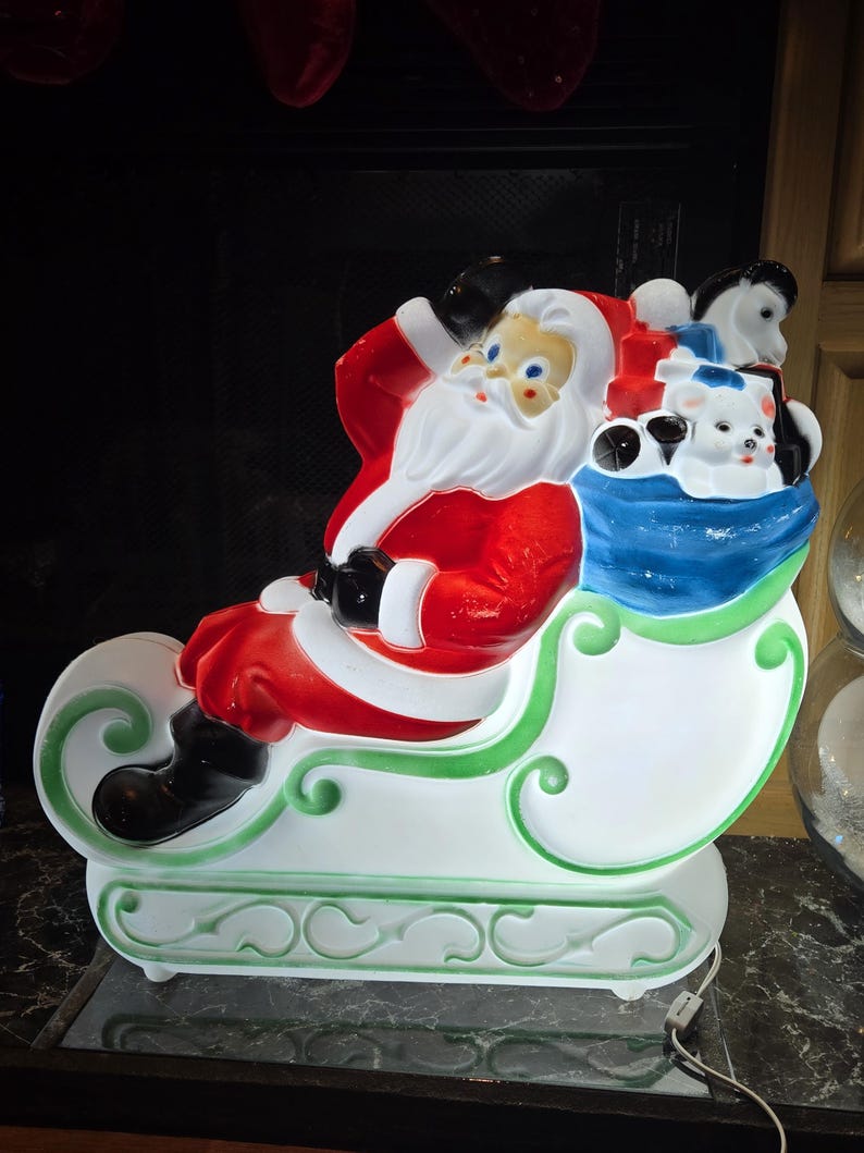 Blow Mold Santa Sleigh