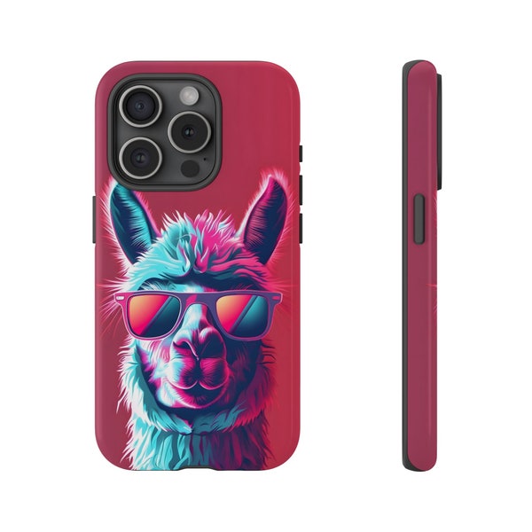 Fun Llama hipster Phone Case / Dibujos animados divertido Charm Phone Cover / Regalo de animal de ambiente rosa para adolescentes / iPhone 15 14 13 12 11