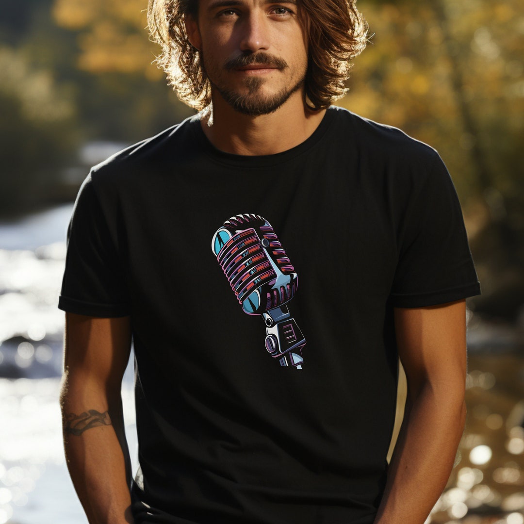 Vintage Microphone Short Sleeve T-shirt Gift for Music Lovers, Singer ...