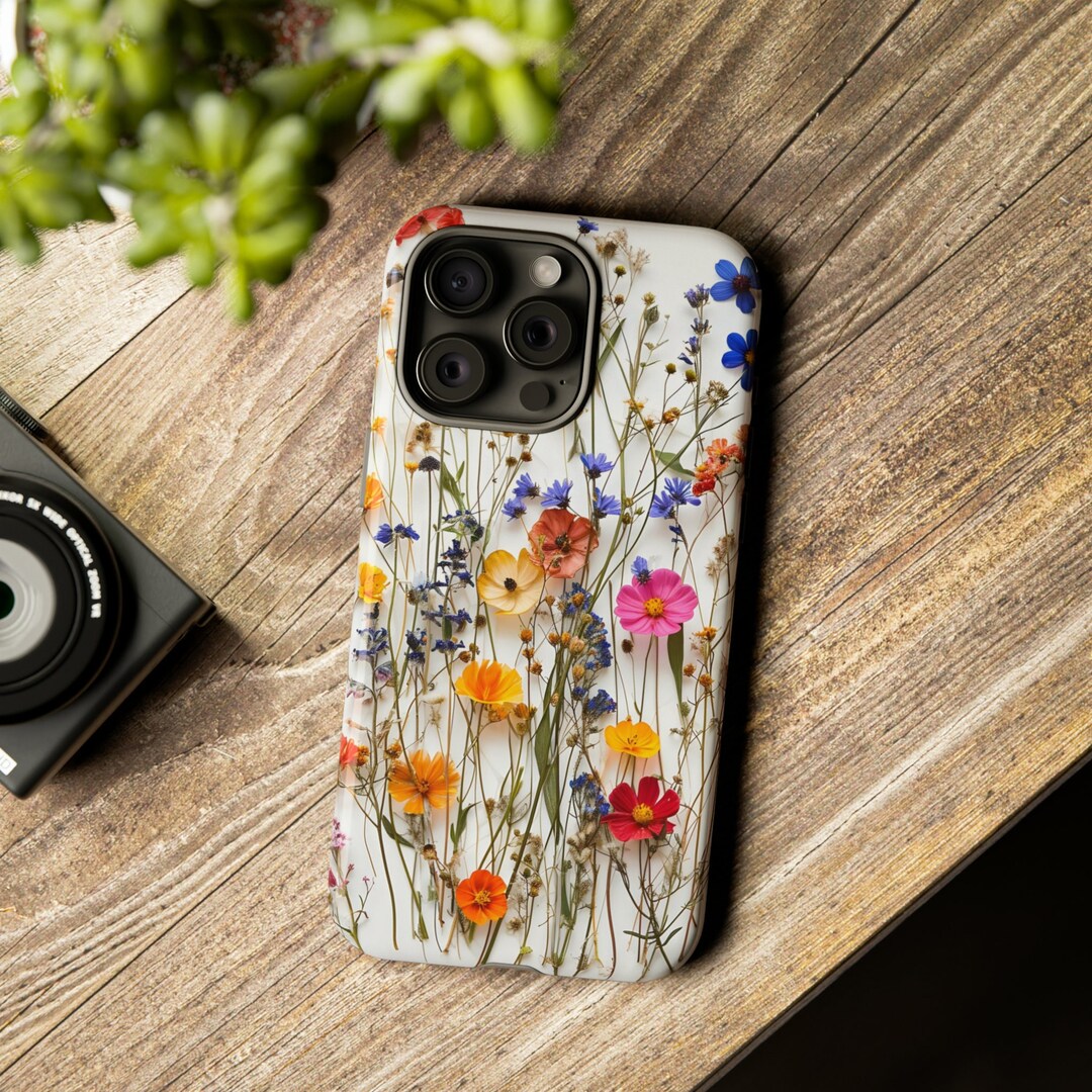 Pressed Flowers iPhone Case, Cottagecore Cover Fit for iPhone 15 Pro