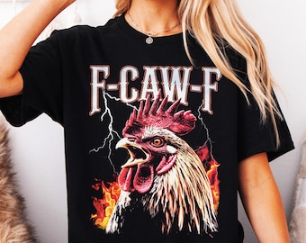 F-Caw-F シャツ F Caw F チキン ブートレグ Tシャツ 農場ユーモア ママへのギフト 面白い90年代チキンシャツ 農家のお父さんへのギフト ブラックユーモアシャツ エッジの利いたユーモアシャツ