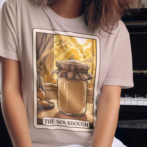 Camiseta de la carta del tarot de la masa madre Camiseta de Tarot para hornear Regalo para mamá panadera Regalo para amantes de la repostería Regalo para mujer que hornea pan Regalos para panaderos Camiseta de masa madre