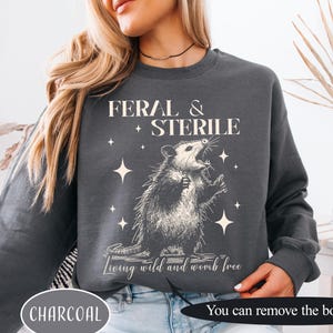 Feral And Sterile Sweatshirt Living Wild And Womb Free Woman Shirt Hysterectomy Women Gift Funny Opossum Sweatshirt Surgery Recovery Shirt