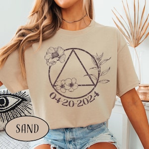 Maglietta personalizzata per la sobrietà, regalo personalizzato per l'anniversario della sobrietà, maglietta floreale per la data della sobrietà, simbolo di recupero, regalo per la mamma e la donna, regalo per l'anniversario della sobrietà
