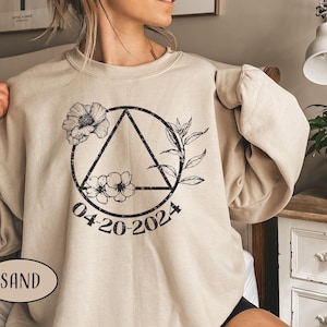 Custom Sobriety Sweatshirt Personalized Sober Date Gift Floral Sobriety Sweatshirt Recovery Mom Gift Soberversary Woman Gift
