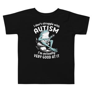 Autism Toddler Shirt I Don't Struggle With Autism T-Shirt Autistic Girl Birthday Gift Funny Retro Frog Playing Banjo Boy Shirt Awareness