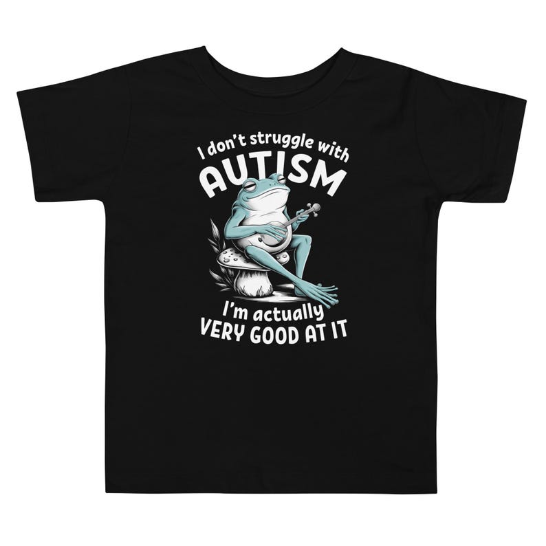 Autism Toddler Shirt I Don't Struggle With Autism T-Shirt Autistic Girl Birthday Gift Funny Retro Frog Playing Banjo Boy Shirt Awareness