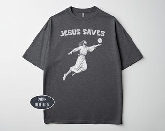 Jesus Saves Volleyball T-Shirt Jesus Playing Volleyball Shirt Funny Volleyball Player Christian Gift Religious Mom Gift